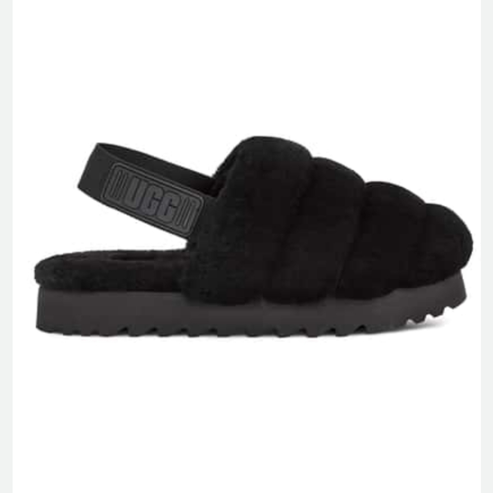 UGG Super Fluff Slippers Black Size 7